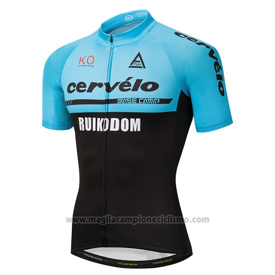 2018 Abbigliamento Ciclismo Cervelo Blu e Nero Manica Corta e Salopette